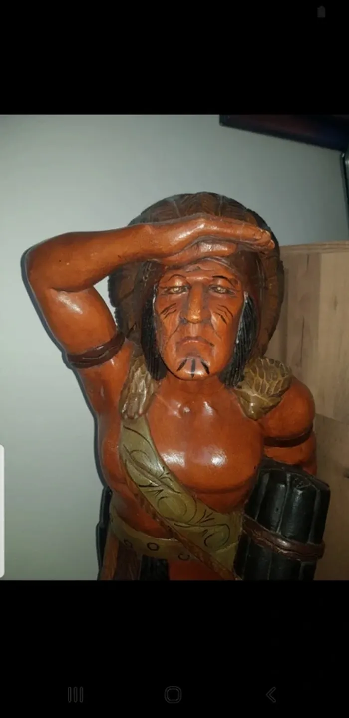 Statuette Indien en bois sculpté 96 cm - photo numéro 6