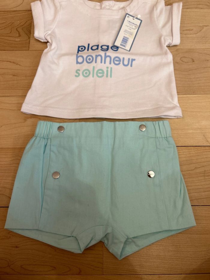 Ensemble short t-shirt Jacadi 1 mois - photo numéro 3