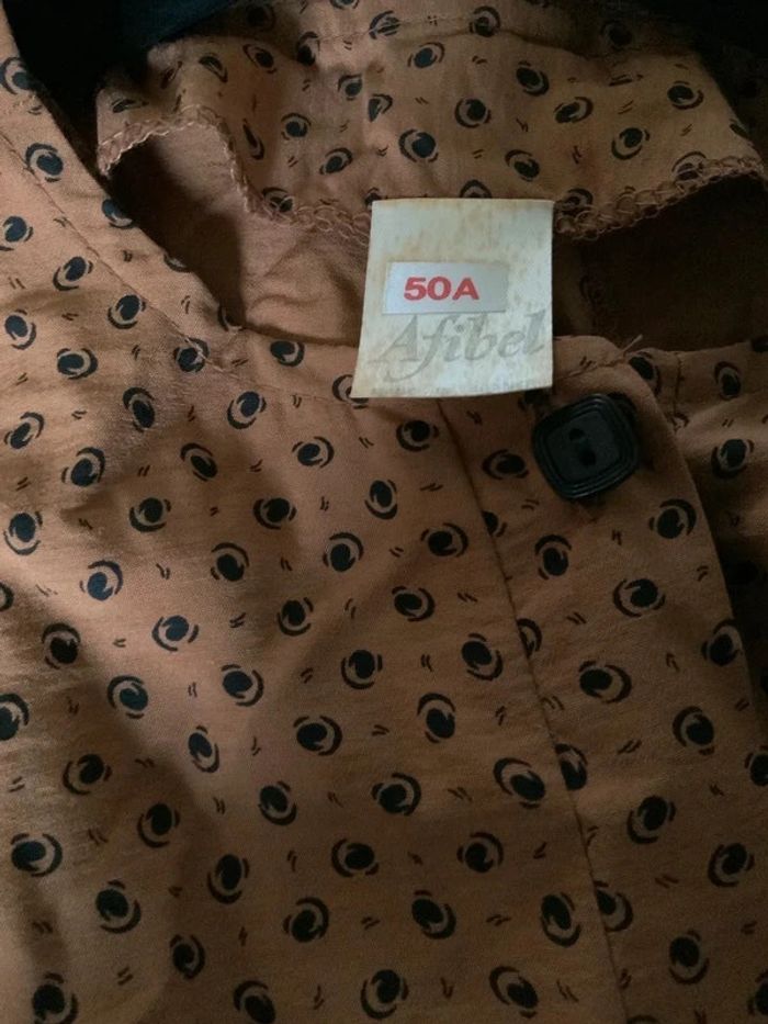 Robe à manches courtes  couleur caramel et petits imprimés noirs, 79% viscose et 21% polyamide - photo numéro 3