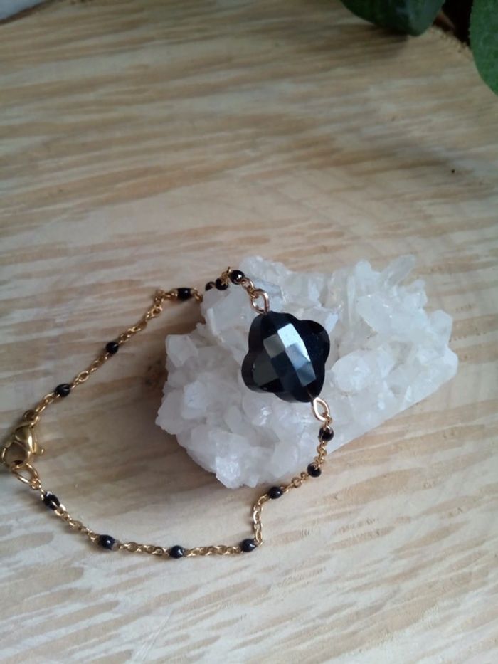Bracelet trèfle obsidienne