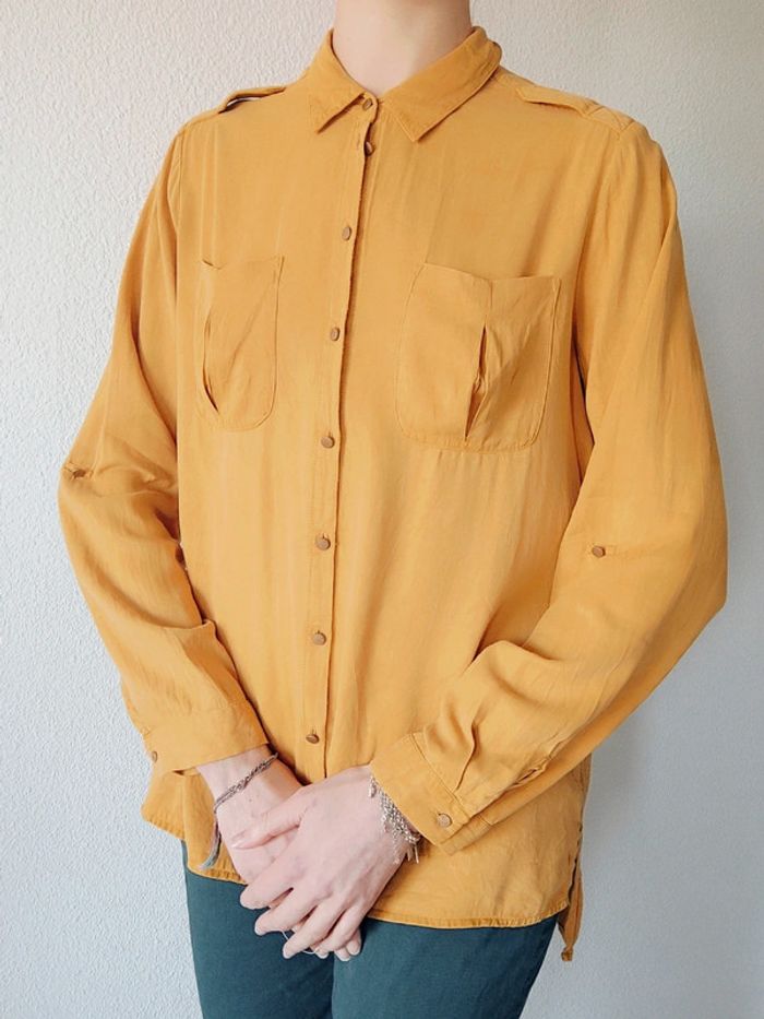 Chemise jaune moutarde daim vintage / Promod - 38/M - photo numéro 8