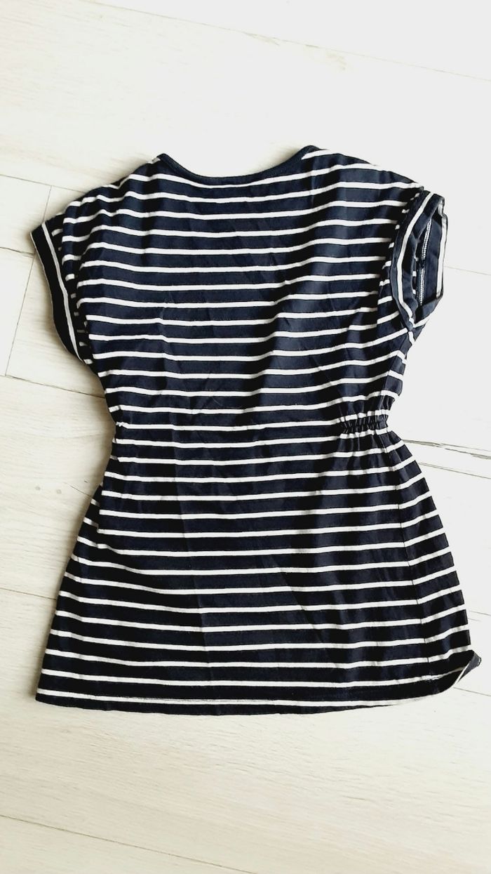 Vêtement fille robe rayée marine et blanc motif chat Kiabi 4 ans - photo numéro 3