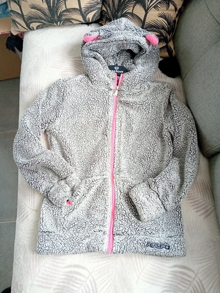 Gilet Polaire 12 ans Gris et rose fluo Aulp +.