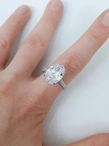 Bague en argent 925 pierre ovale XL brillante tendance vintage chic