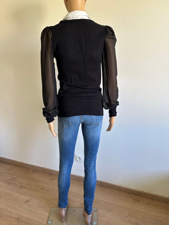 Pull noir et blanc à manches longues Morgan taille XS bon état - photo numéro 6