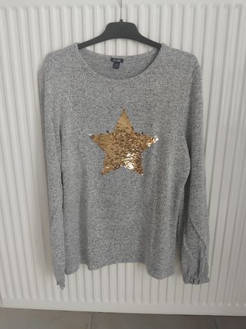 Pull gris fille sequin Kiabi 12 ans