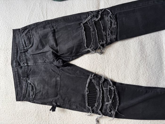 Jean homme Zara – Gris foncé effet usé avec renforts – Coupe slim – Taille 46 XL/XXL - photo numéro 4