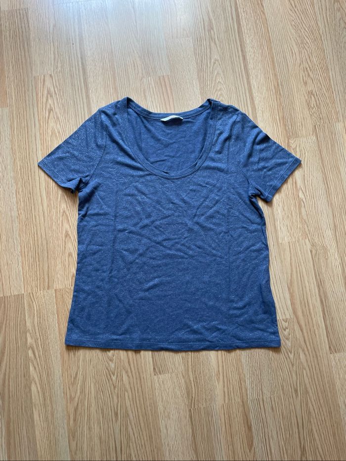 T-shirt paillettes bleu - photo numéro 5