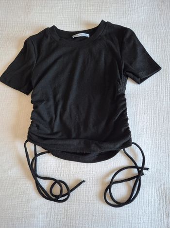 Top court à lacets Zara noir taille S