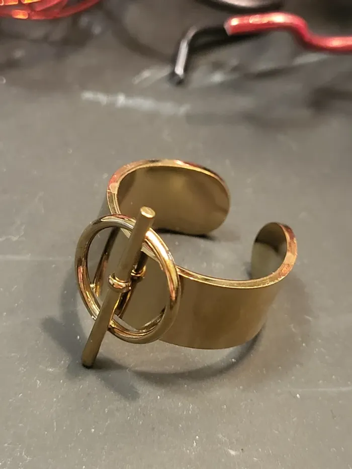 Bague ajustable acier inoxydable Hip-hop Dorée
