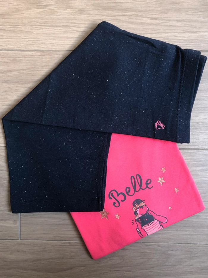 Cycliste pailleté et t-shirt Petit bateau T-10 ans