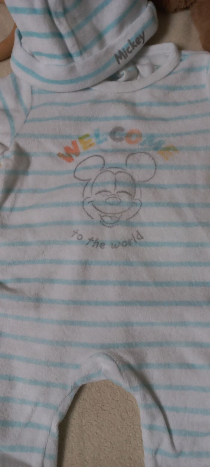 Ensemble pyjama bonnet mickey 3 mois - photo numéro 2