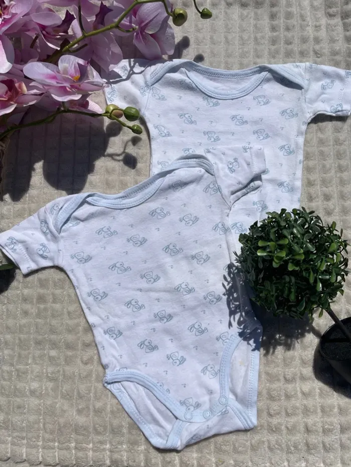 Lot de 2 bodies garçon 6-9 mois – manches courtes