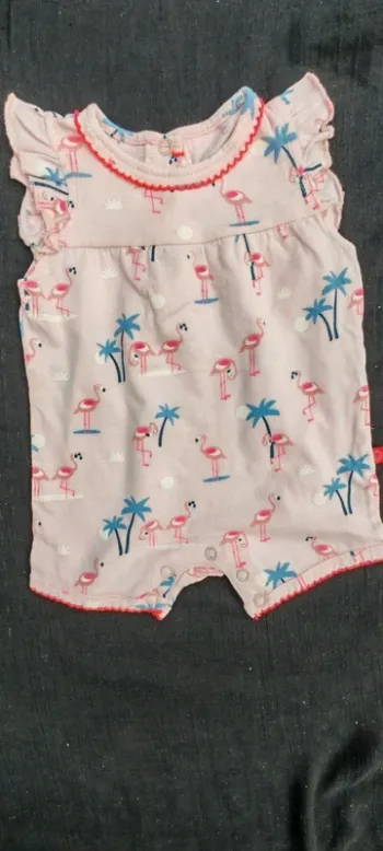 Barboteuse rose flamants roses – 3-6 mois