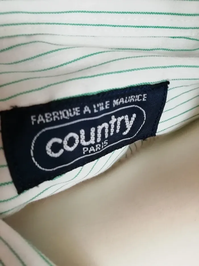 Chemise shirt rayure stripes blanc white green vert vintage - photo numéro 3