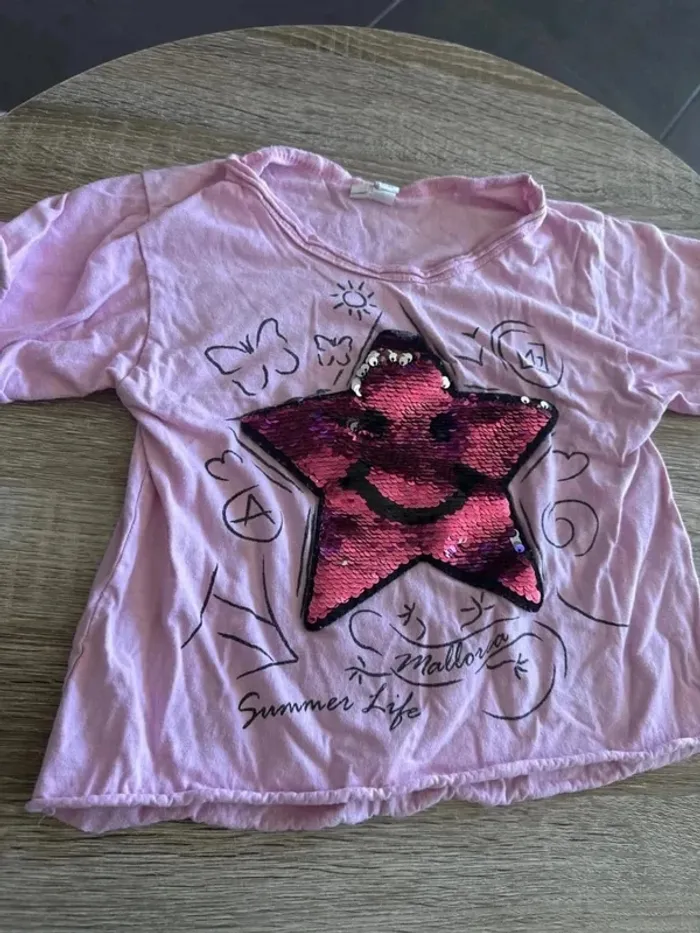 T-shirt étoile sequin 5 ans - photo numéro 3