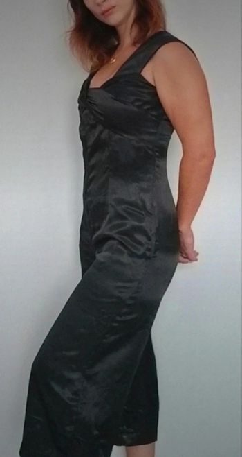 Combinaison satin noir courte chic événement taille 38