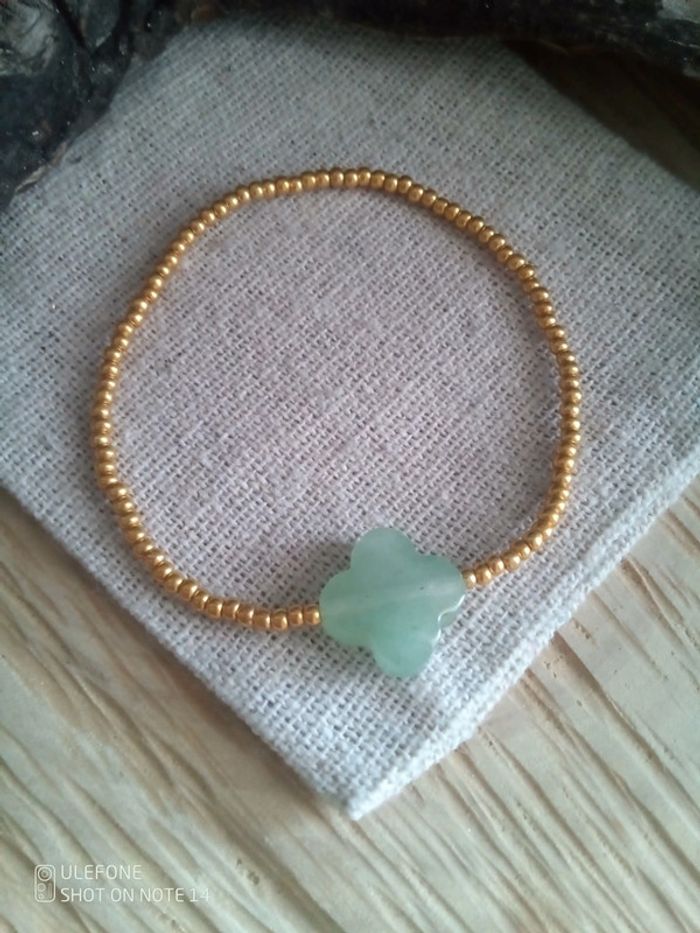 Bracelet porte bonheur trèfle en pierre naturelle d'aventurine