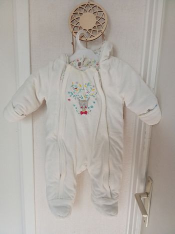 Combinaison, combipilote,  bébé blanche, très  chaude hiver orchestra de la naissance à 3 mois, bébé fille et garçon, mixte, polaire, motif