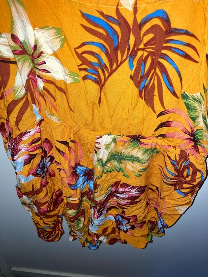 Combi short légère jaune à fleurs - photo numéro 3