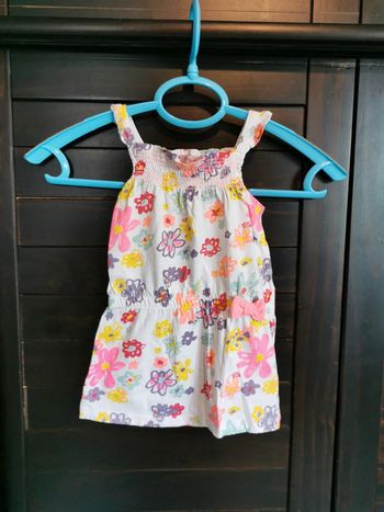 Robe 12 mois Gémo blanche à fleurs 100% coton