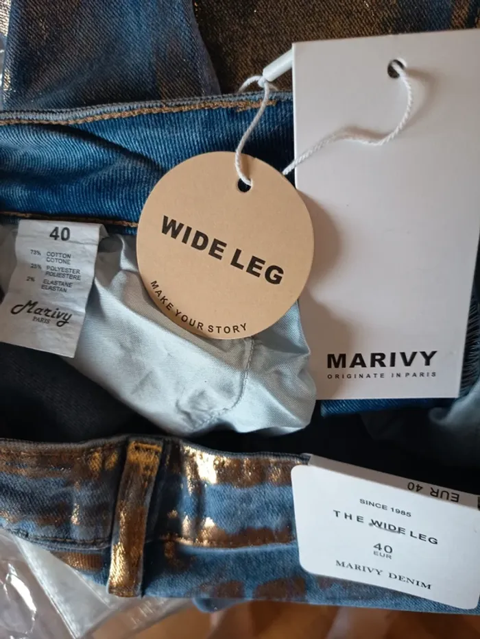 Jean enduit, métallique doré Marivy Denim coupe bootcut (A273) - photo numéro 6
