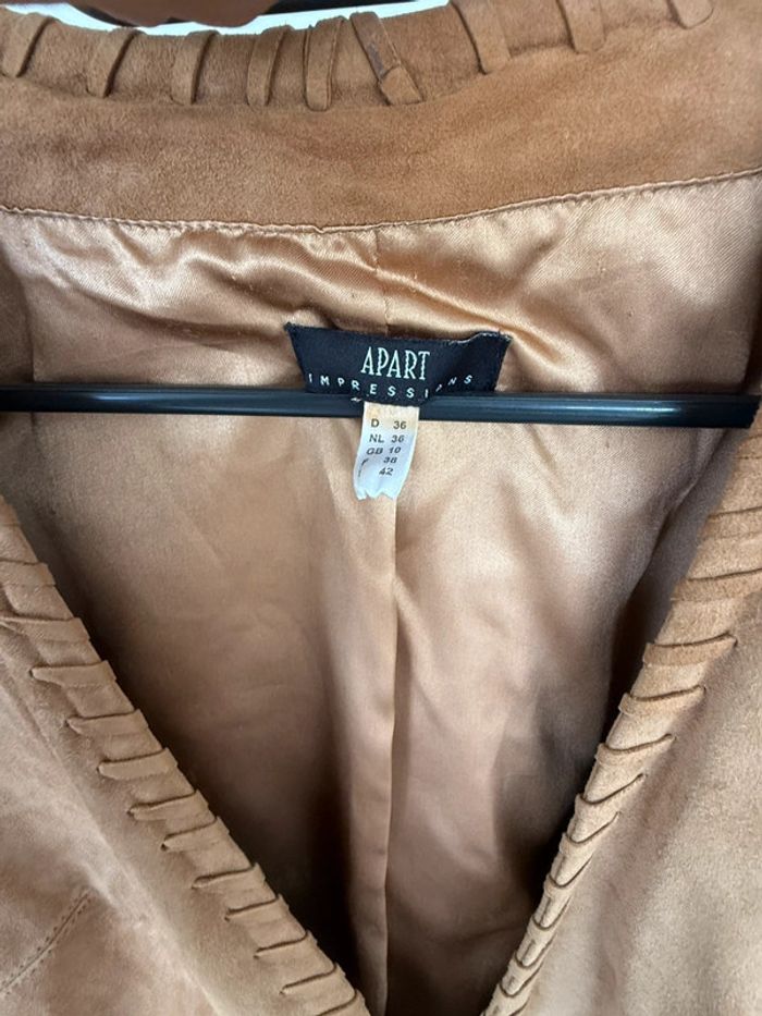 Veste camel marron en cuir - photo numéro 7