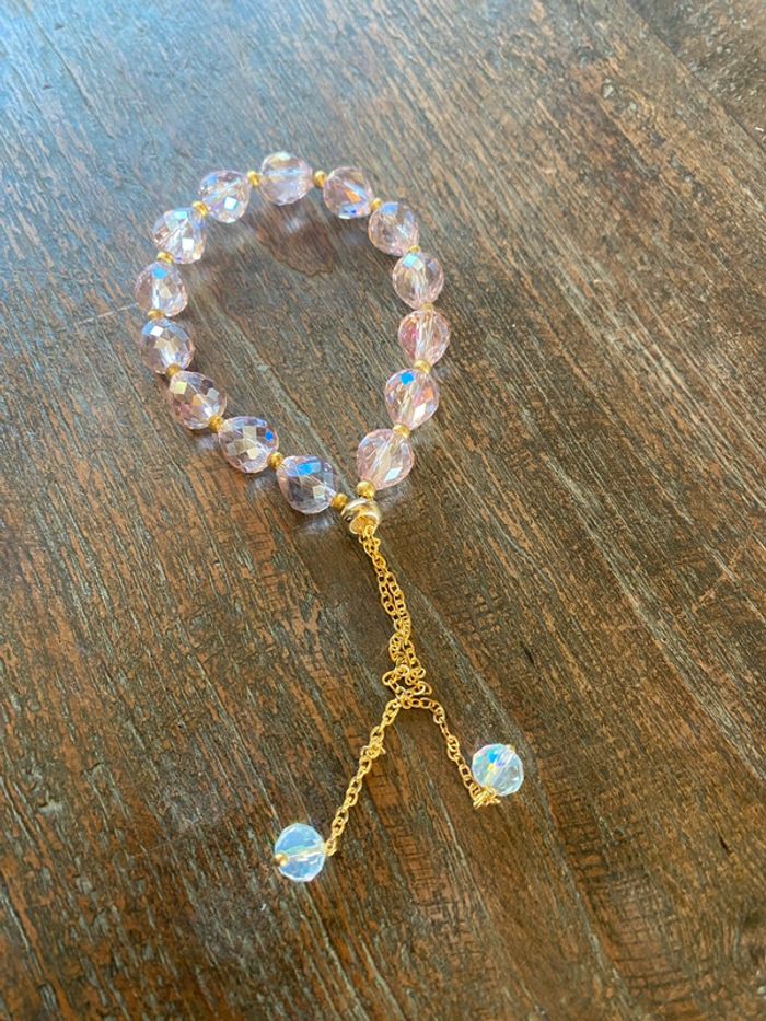 Magnifique bracelet élastique avec perles roses - photo numéro 4