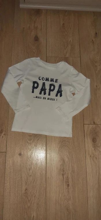 Tee-shirt Ml gémo blanc "comme papa mais en mieux" 4 ans en très bon état