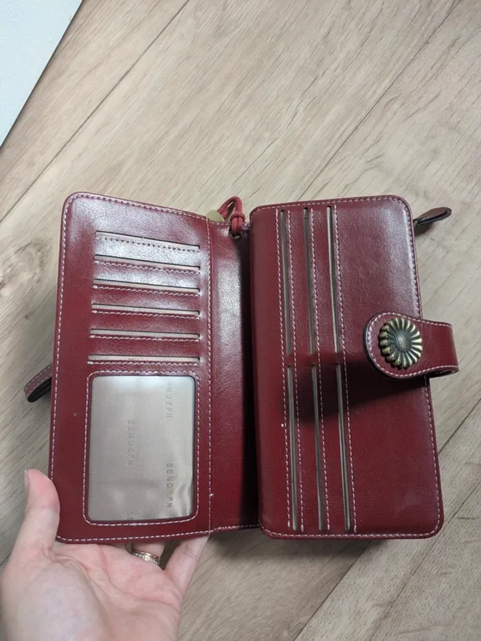 Portefeuille en cuir bordeaux - photo numéro 5