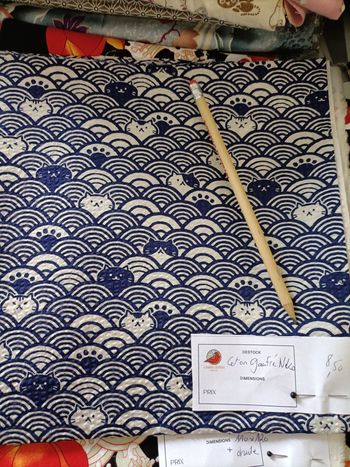 Coton gaufré japonais – Neko Seigaiha (chats)