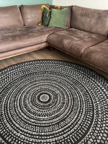 Tapis noir blanc rond 200cm