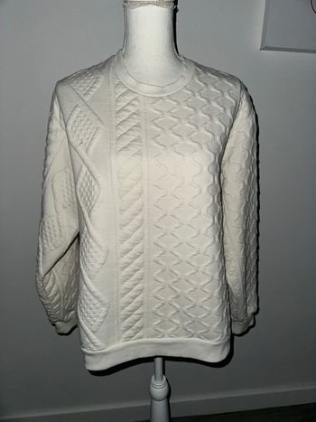 Sweatshirt oversize mailles torsades blanc Zara T36 S