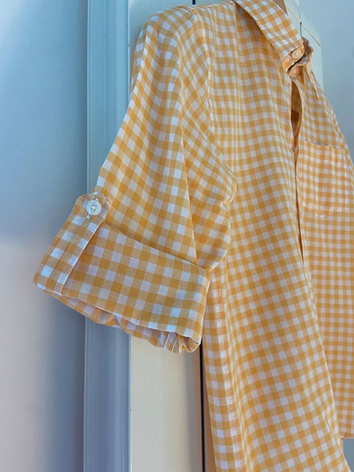 Chemise en coton vichy jaune et blanc Monoprix taille 10 ans - photo numéro 7