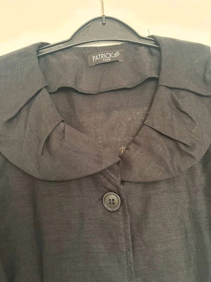 Veste  courte noir  en lin T3 - photo numéro 3