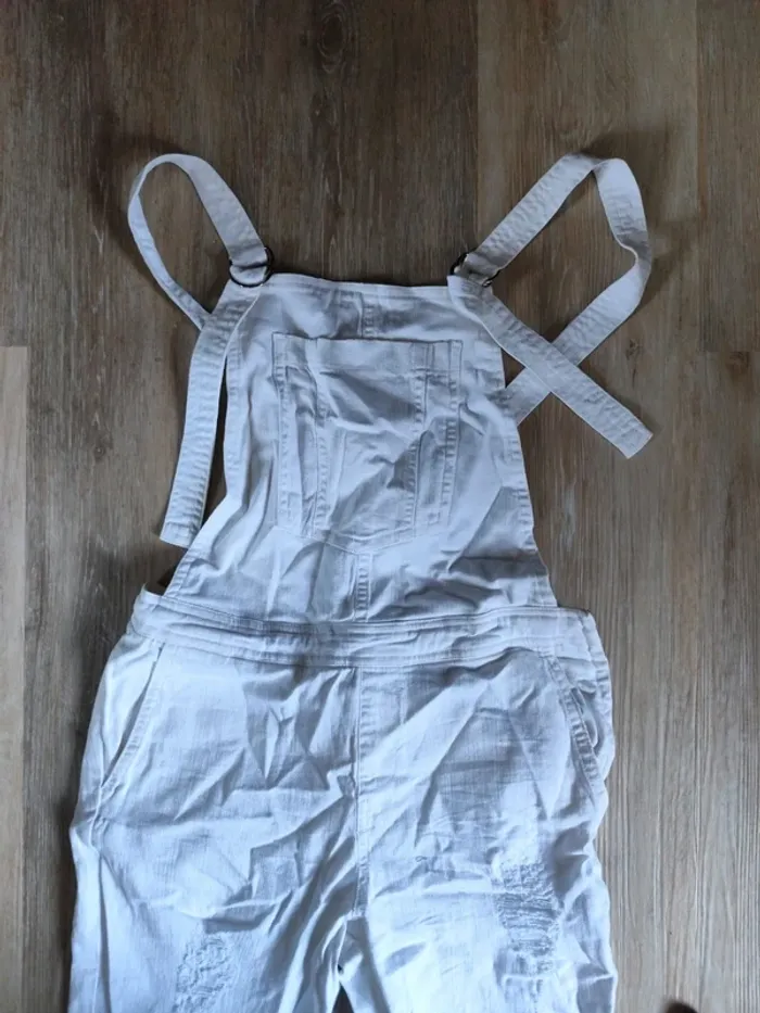 Salopette denim stretch blanc Stradivarius 34 neuve - photo numéro 4