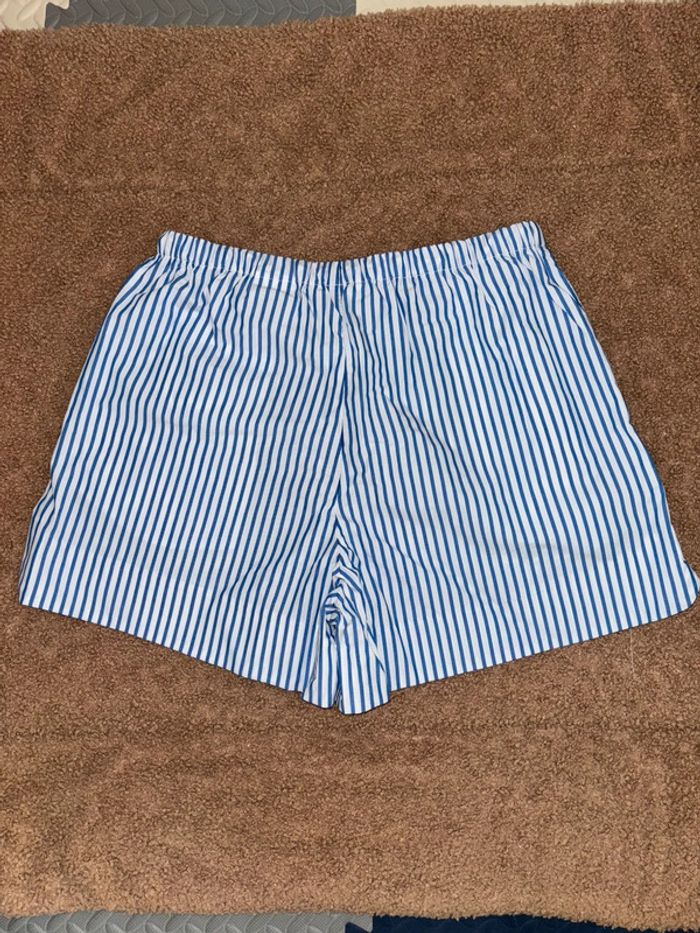Short en coton avec cordon de serrage, imprimé marinière - photo numéro 2
