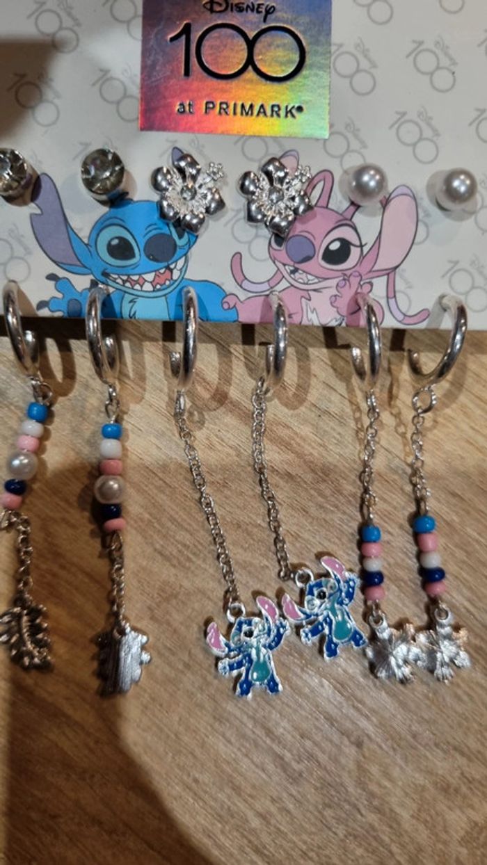 Boucles d'oreilles neuves Stich Disney argenté