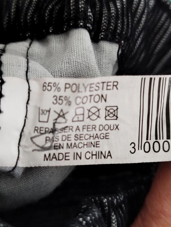 Pantalon noir à rayures gris Les p'tits babies taille 3 mois - photo numéro 4