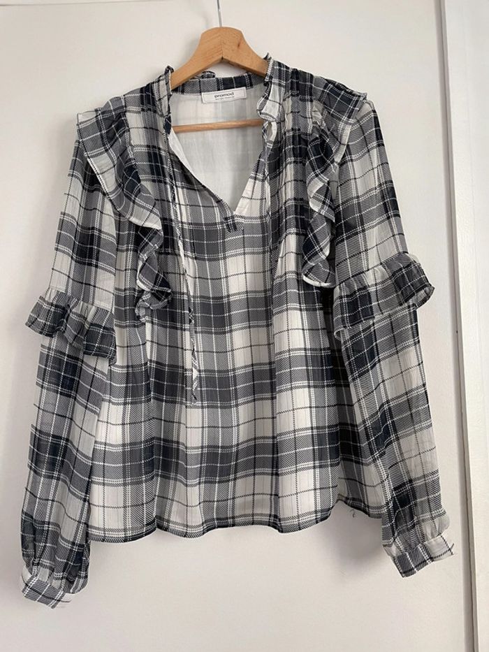 Blouse à carreaux volanté Promod