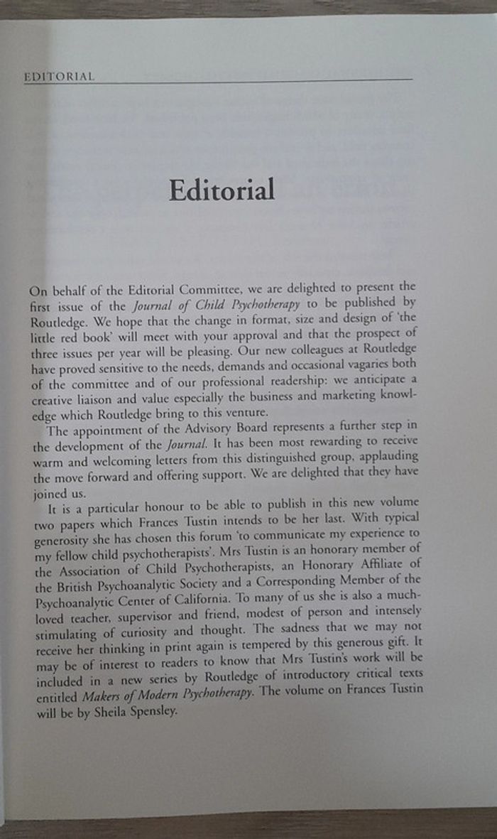 The journal of Child psychotherapy spécial issue autism - photo numéro 4