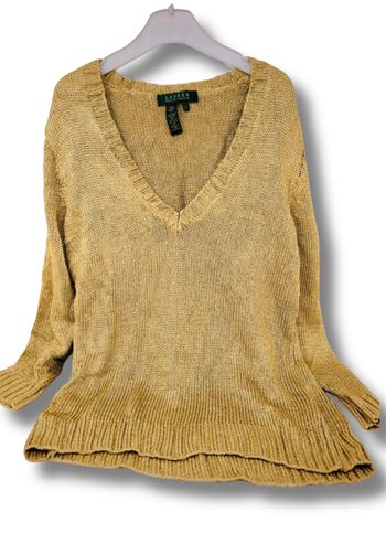 Pull col V Ralph Lauren – Doré scintillant