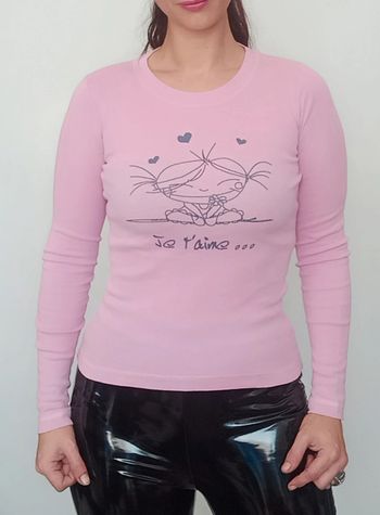 T-shirt manches longues rose "je t'aime"