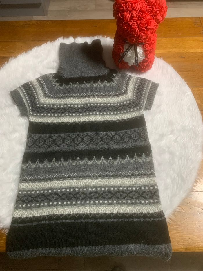 Robe en laine noir et grise