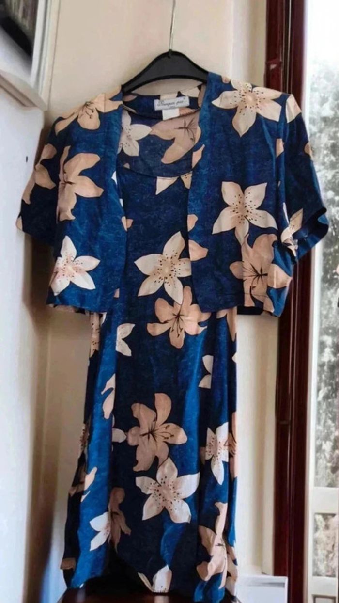 Ensemble 2 pièces veste robe bleu 🌹44🌹 pourquoi pas
