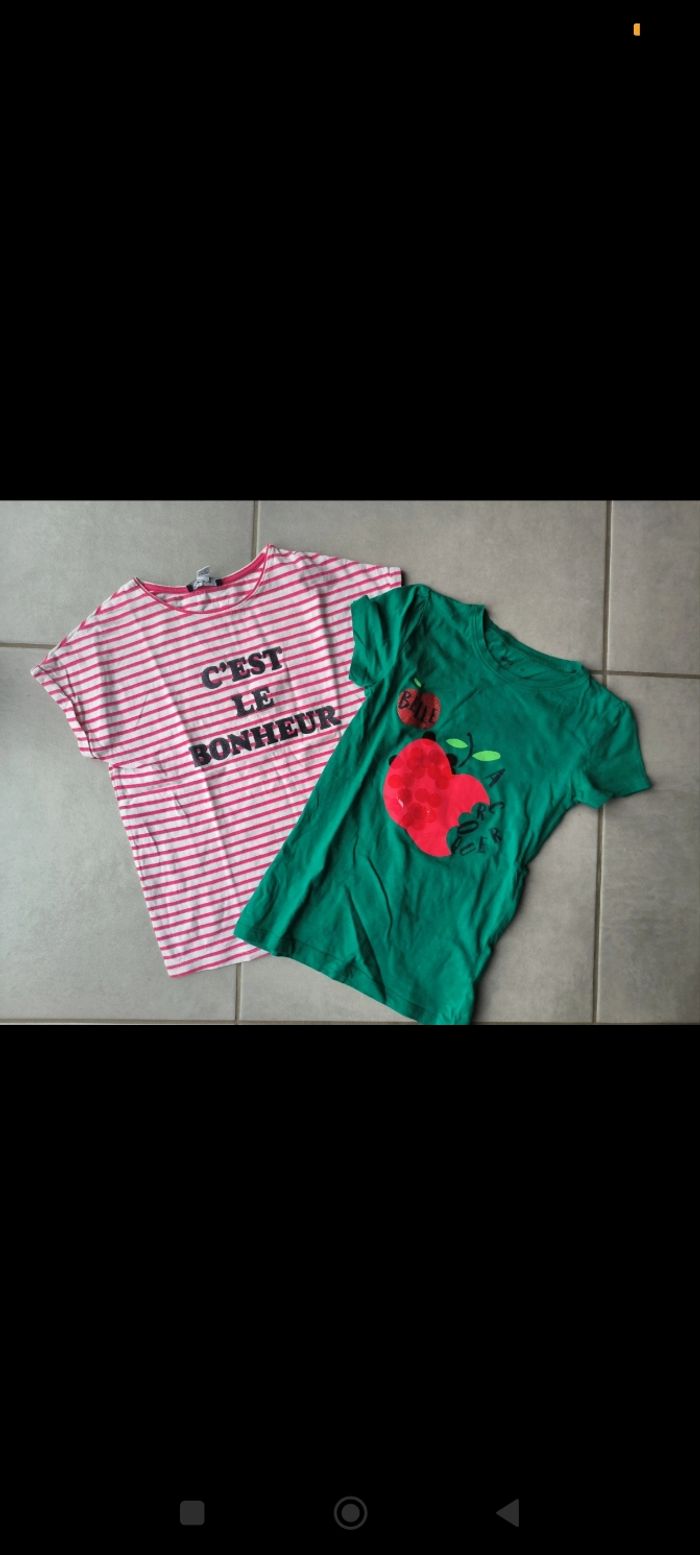 Lot de 2 tee shirt manches courtes fille 10 ans - photo numéro 2