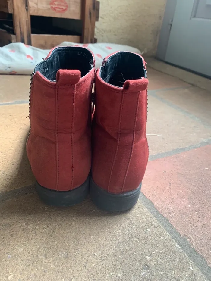 Bottines en daim rouge - photo numéro 6