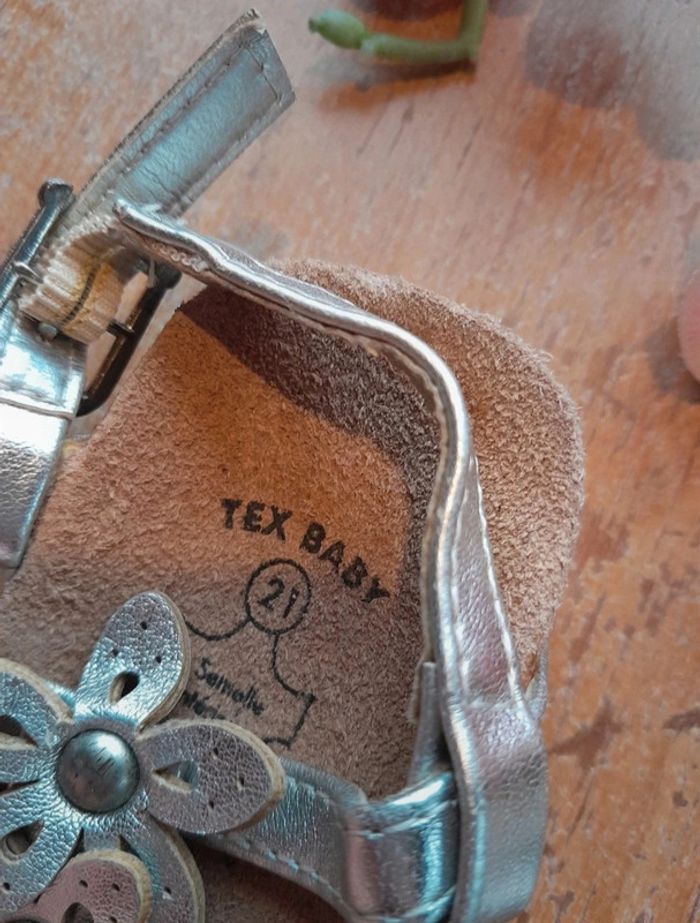 Sandales argentée taille 21 cuir - photo numéro 3