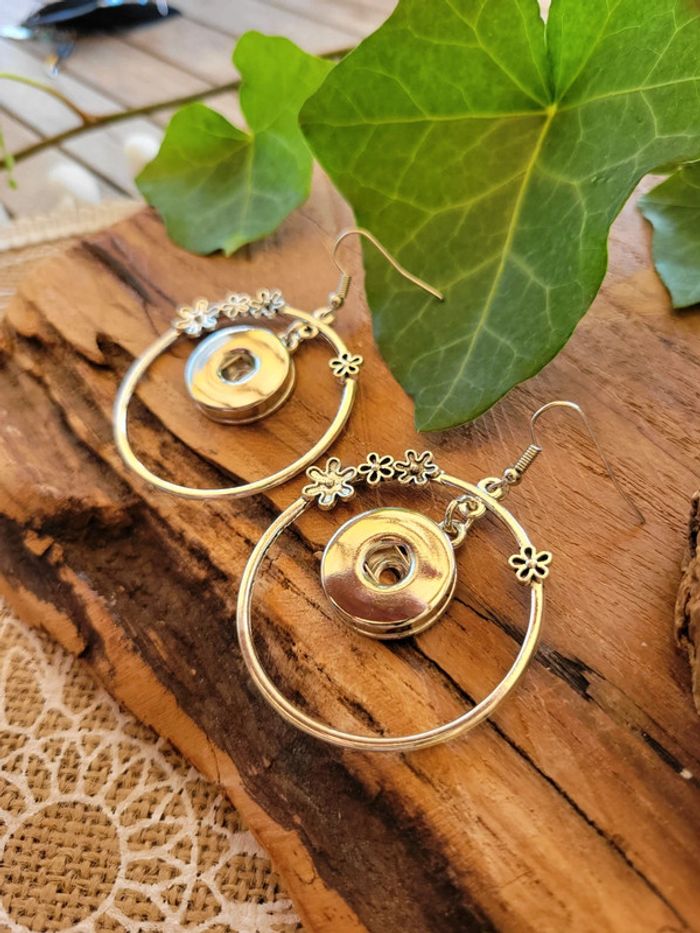 Boucles d'oreilles fantaisies fleurs  pour chunk pour bouton pression - photo numéro 3