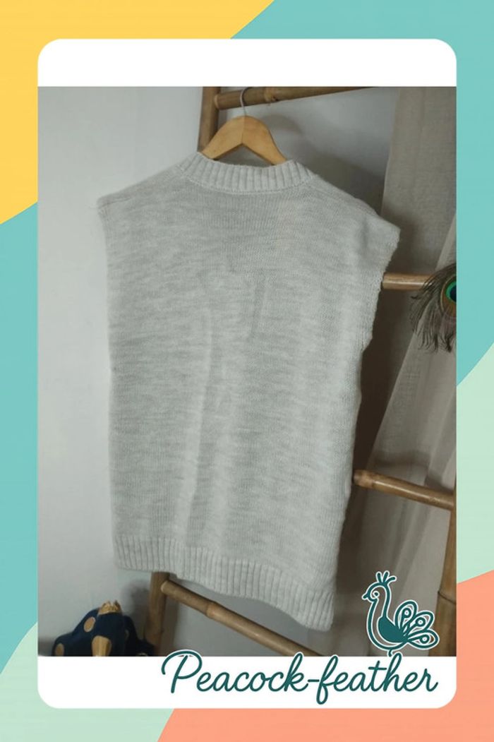 Pull crème sans manches TU neuf - photo numéro 5